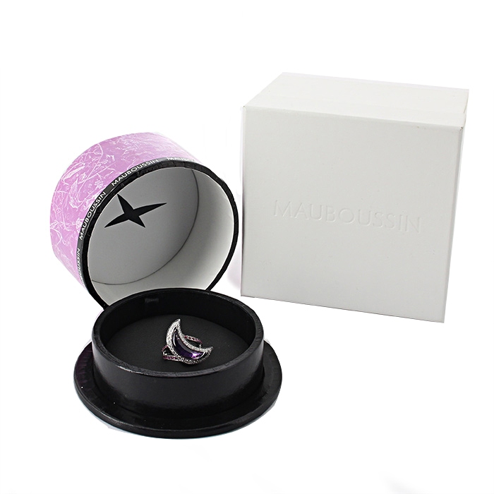 Bague Mauboussin Subtil Songe en or blanc,  diamants et saphirs roses et en améthyste violette - Detail D2