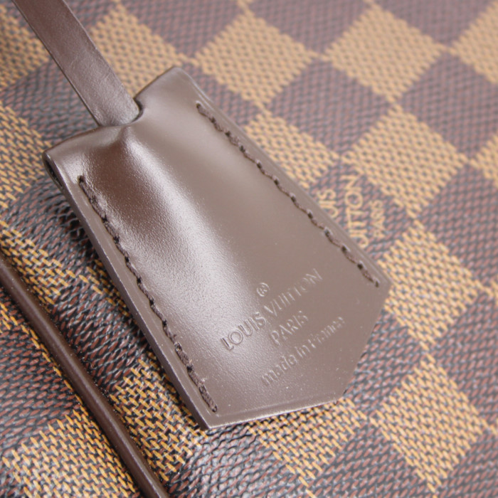 Louis Vuitton handbag in damier canvas and brown leather - Detail D5