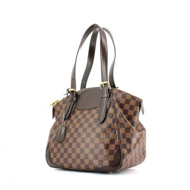 Louis Vuitton handbag in damier canvas and brown leather