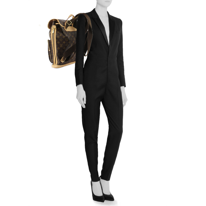 Mochila Louis Vuitton en lona Monogram cuero natural y cuero natural - Detail D1