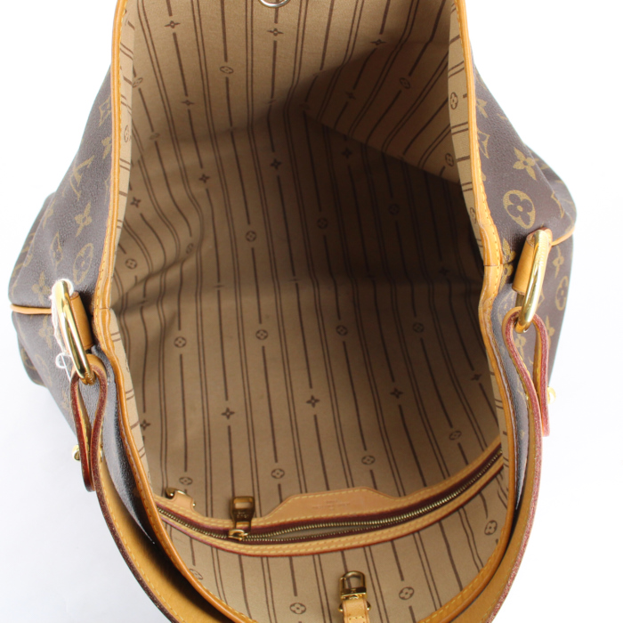 Borsa Delightful in tela monogram cerata marrone e pelle naturale - Detail D2