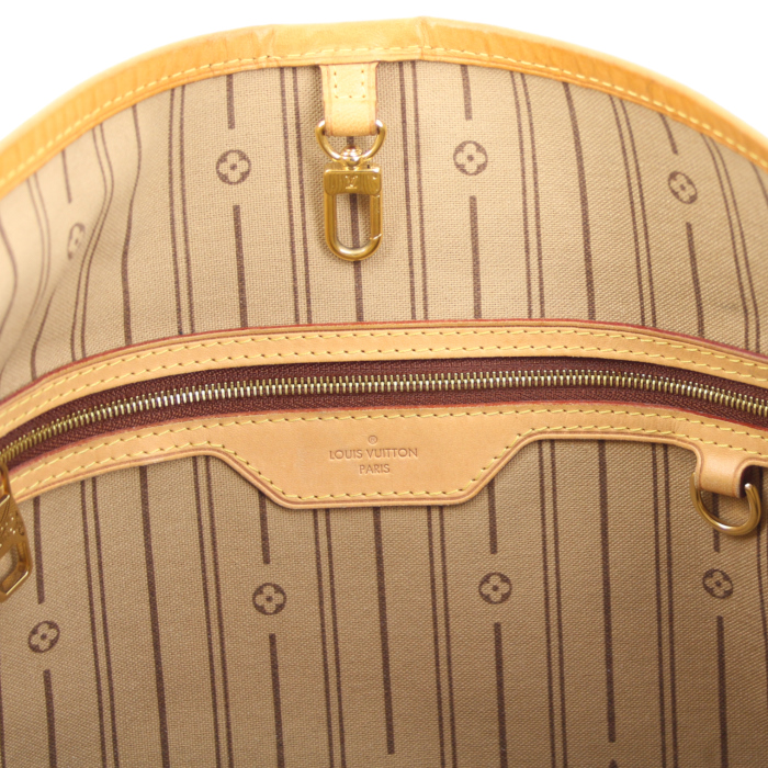 Borsa Delightful in tela monogram cerata marrone e pelle naturale - Detail D3