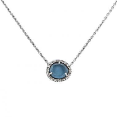 Collier Pomellato Colpo Di Fulmine en or blanc,  diamants et topaze bleue