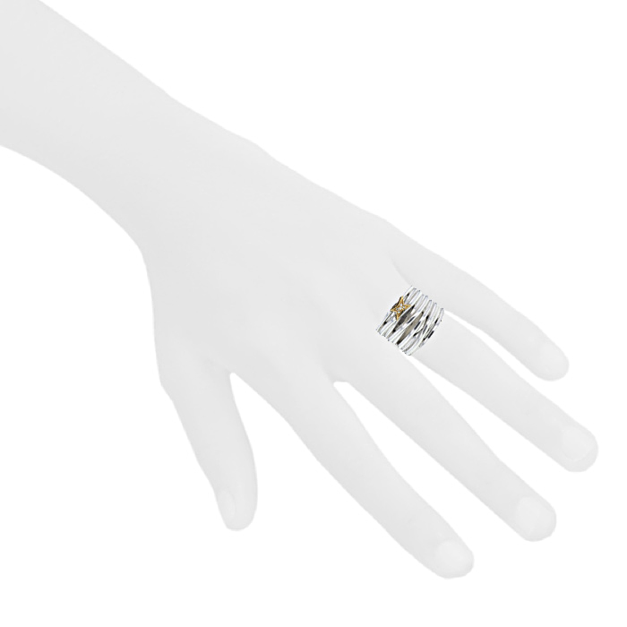 Mauboussin Kiff & Kiss large model ring in silver,  yellow gold and diamonds - Detail D1