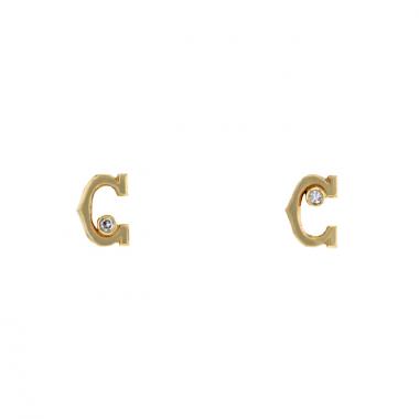 Cartier C de Cartier open small earrings in yellow gold and diamonds
