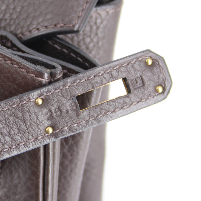 Borsa Hermes Birkin 35 cm in pelle taurillon clemence marrone - Detail D4