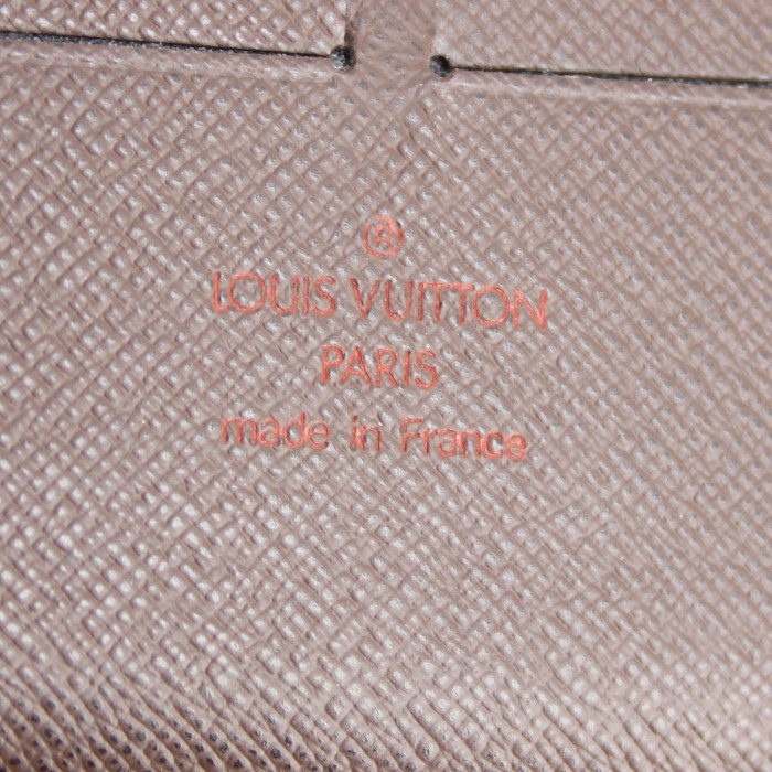 Billetera Louis Vuitton en lona a cuadros revestida ébano y cuero marrón - Detail D3