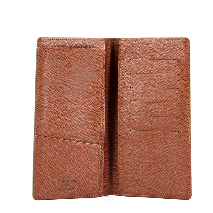 Louis Vuitton wallet in monogram canvas and brown leather - Detail D2