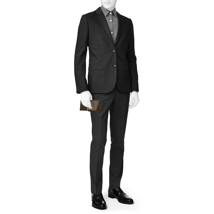 Billetera Hermes Béarn en cuero box caqui - Detail D1