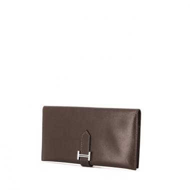 Billetera Hermes Béarn en cuero box caqui