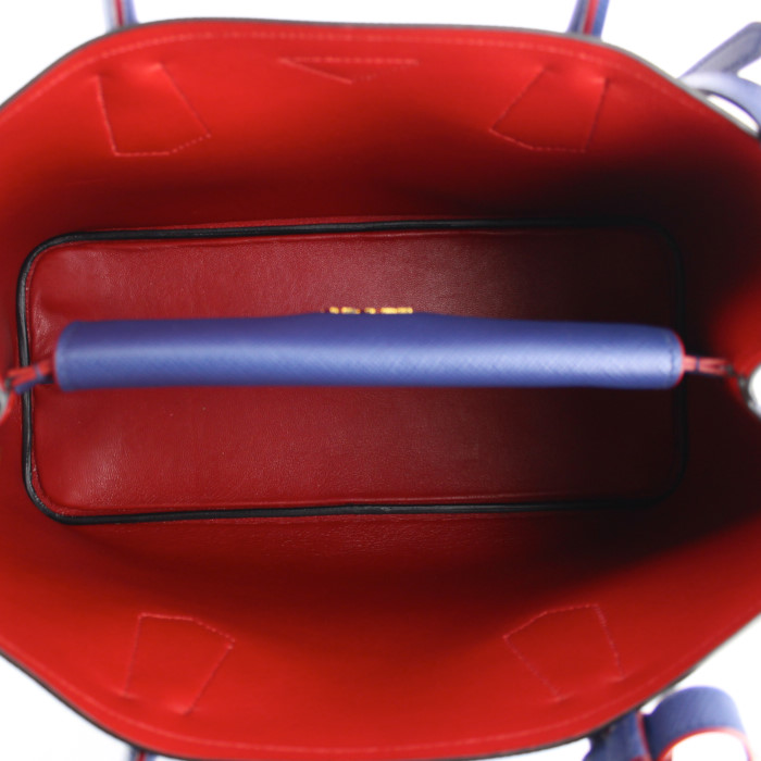 Prada handbag in blue leather saffiano - Detail D3
