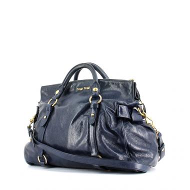 Borsa in pelle blu marino vintage