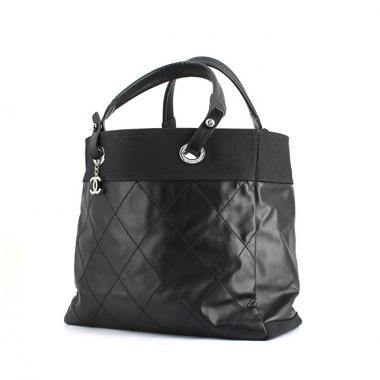 Sac cabas Chanel en toile enduite noire