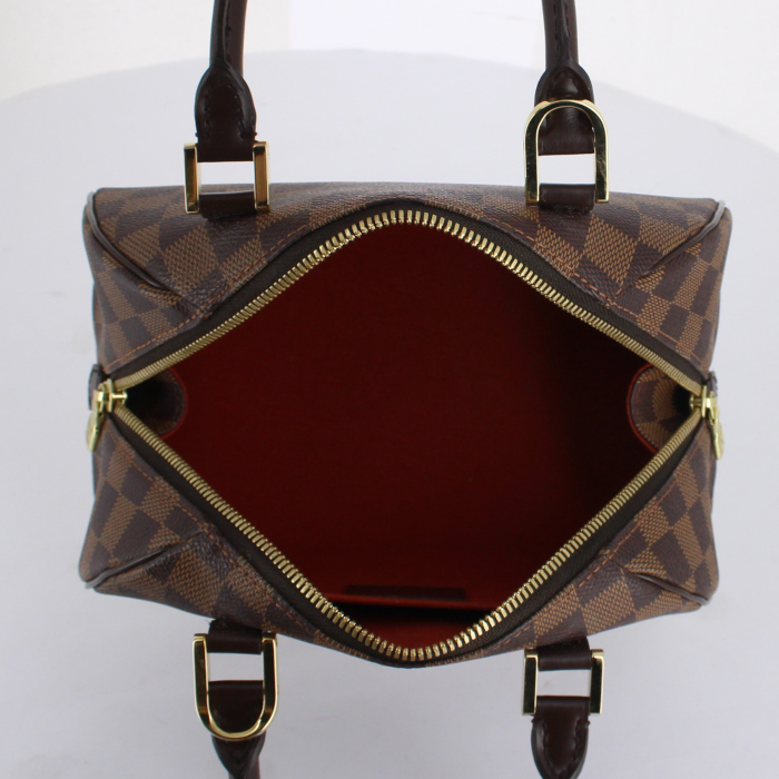 Louis Vuitton Ribera handbag in ebene damier canvas and brown leather - Detail D2