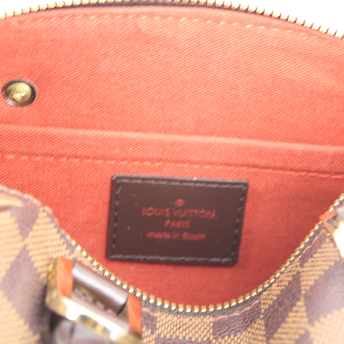 Borsa Ribera in tela cerata con motivo a scacchi ebano e pelle marrone - Detail D3