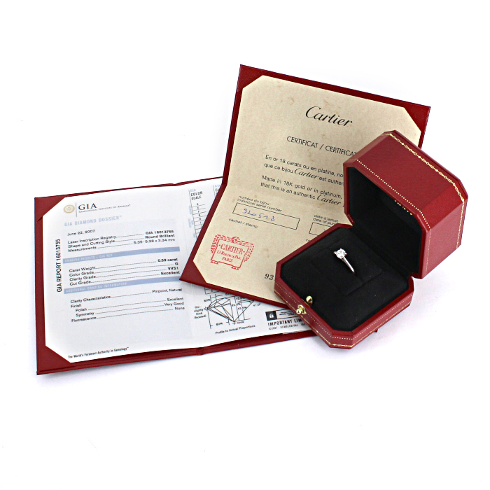 Cartier 1895 solitaire ring in platinium and in diamond - Detail D2