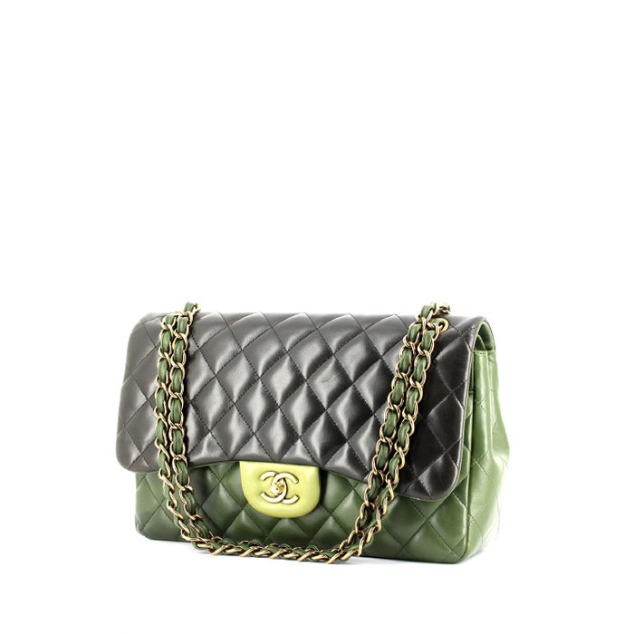 New 23A CHANEL Green Multicolor Tweed Medium Classic Flap Bag Handbag Aso  Richie