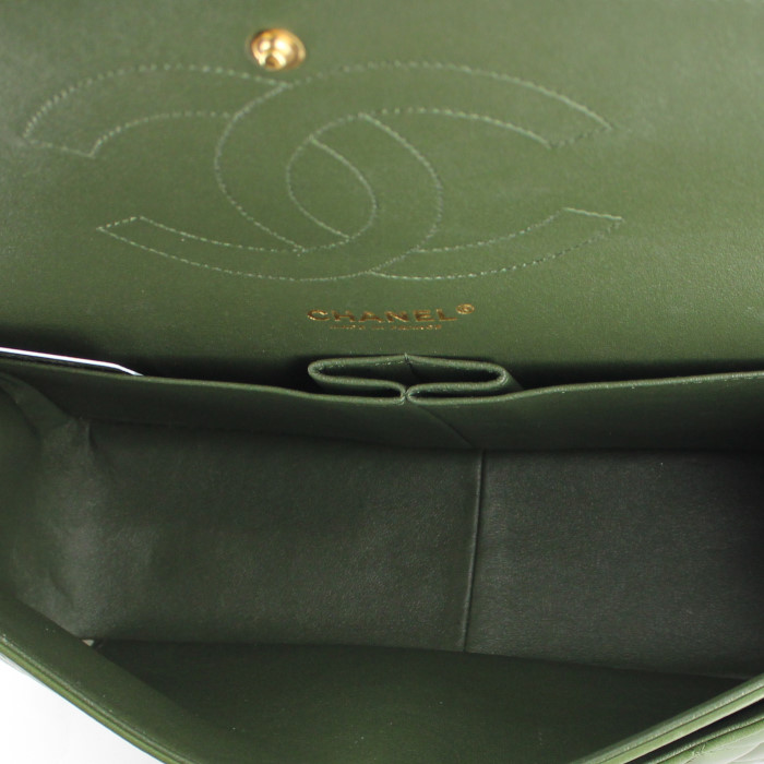 Borsa in pelle trapuntata tricolore verde oliva marrone e verde anice - Detail D3