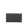 Billetera Louis Vuitton en lona y cuero a cuadros, gris antracita y negra - 360 thumbnail