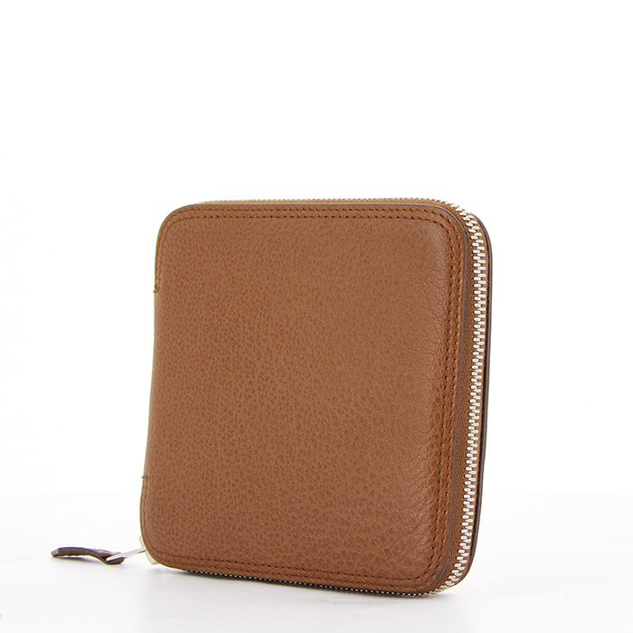 Hermes Silky Pop - Shop Bag shopping bag in orange printed canvas and brown leather - Detail D2