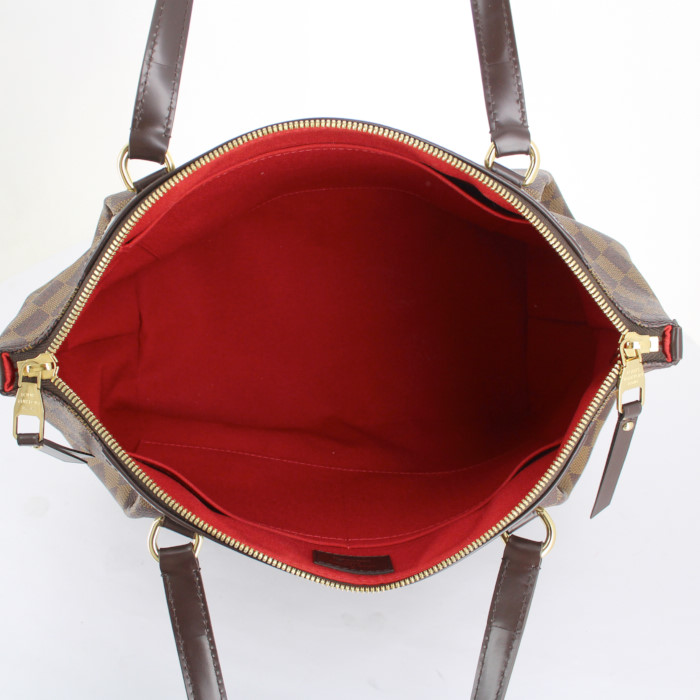 Louis Vuitton Westminster handbag in damier canvas and brown leather - Detail D2