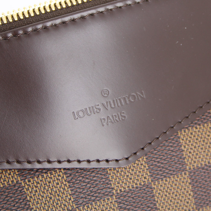Sac à main Louis Vuitton Westminster en toile damier et cuir marron - Detail D4