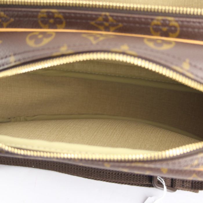 Borsa bisaccia Reporter modello piccolo in tela monogram e pelle naturale - Detail D2