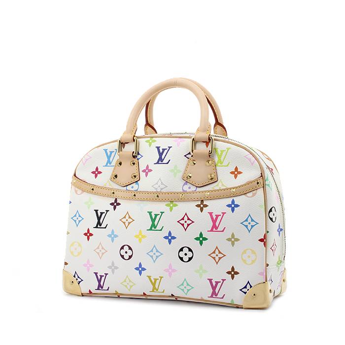 Bolso de mano Louis Vuitton Deauville en lona Monogram multicolor blanca y cuero natural