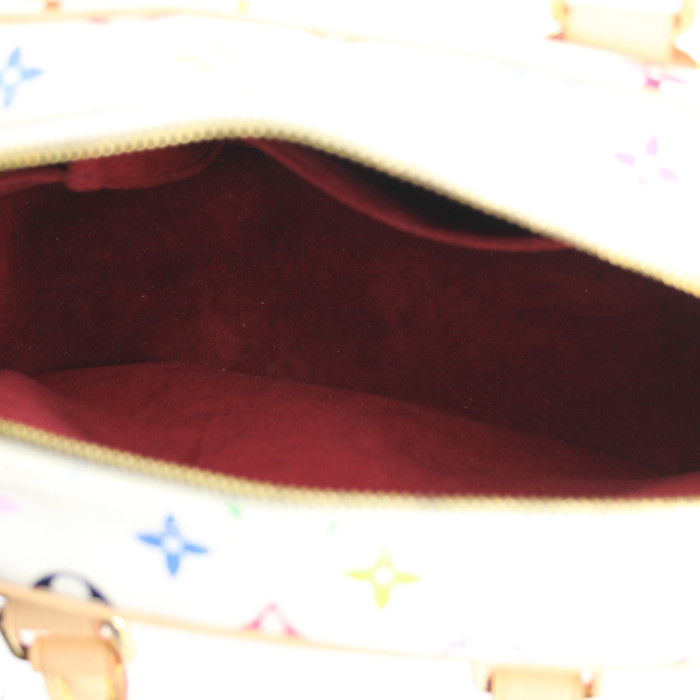 Louis Vuitton Deauville handbag in white multicolor monogram canvas and natural leather - Detail D2