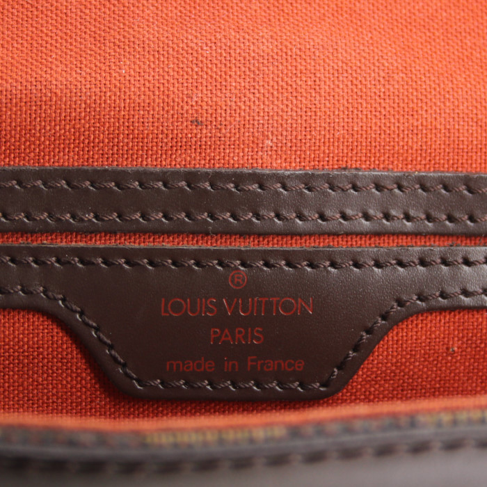 Louis Vuitton backpack in ebene damier canvas and brown leather - Detail D4