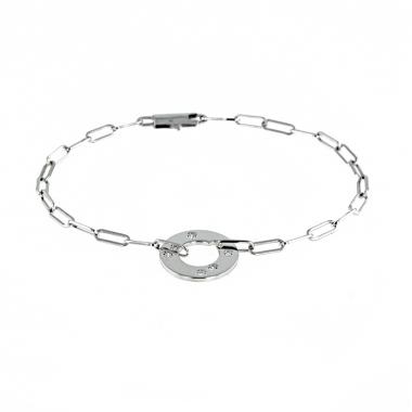Bracelet Dinh Van Cible moyen modèle en or blanc et diamants