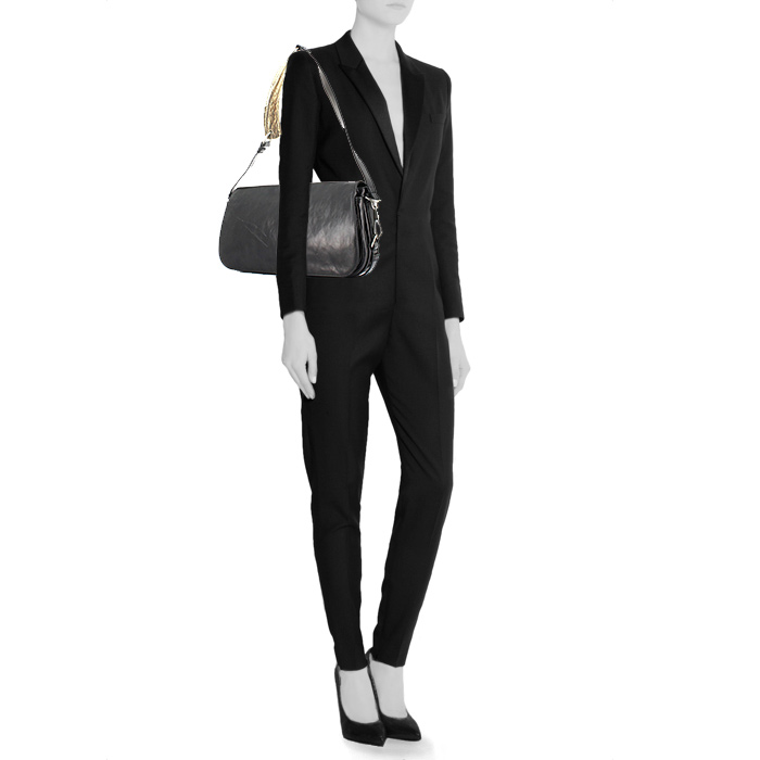 Saint Laurent Mombasa medium model handbag in black leather - Detail D1