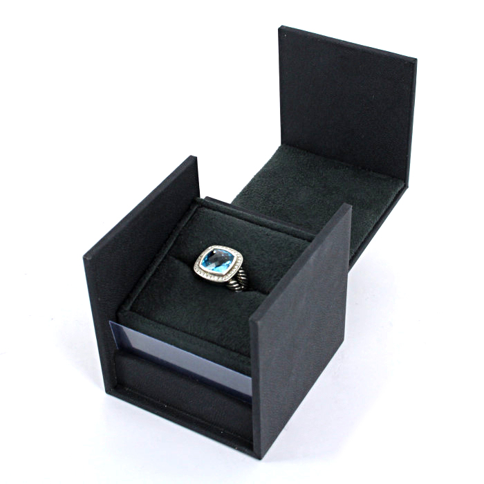 Anello David Yurman Albion in argento, diamanti e topazio blu - Detail D2