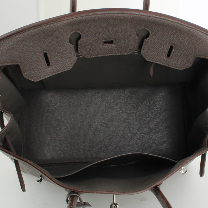 Sac à main Hermes Birkin 35 cm en cuir togo gris - Detail D2
