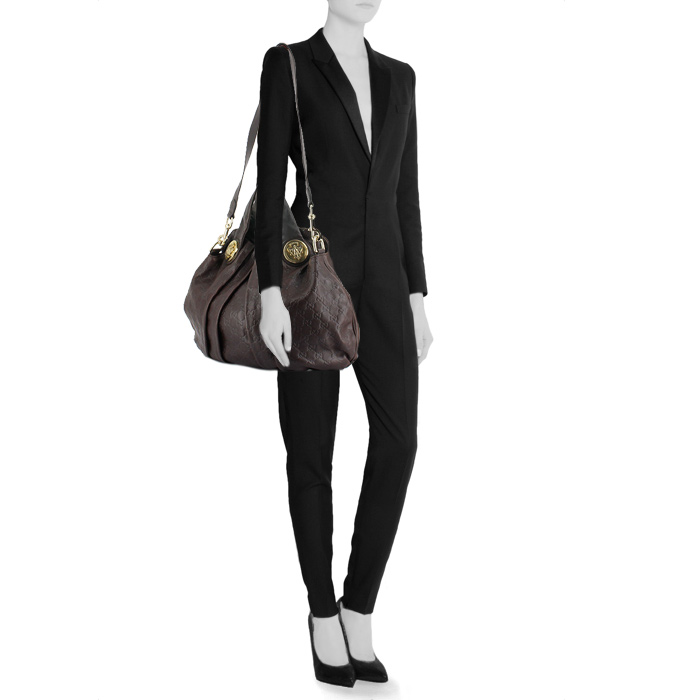 Borsa in pelle monogram marrone - Detail D1