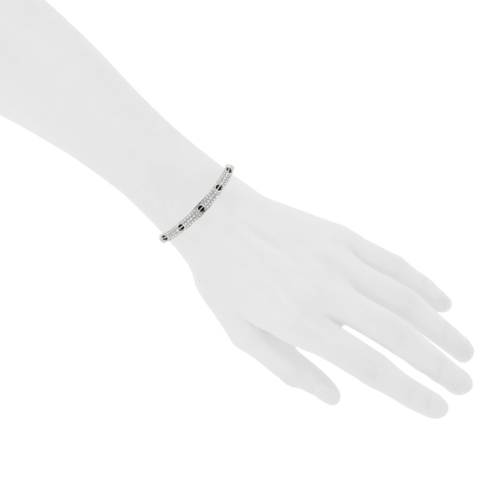 Bracelet Cartier Love en or blanc,  diamants et céramique noire, taille 17 - Detail D1