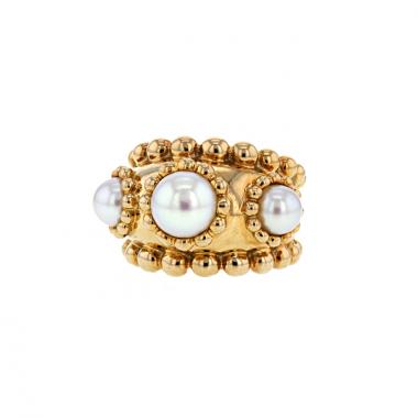 Chanel Baroque ring in yellow gold and cultured pearls Chanel Baroque ring in yellow gold and cultured pearls