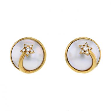 Pendientes Chanel Cometes en oro amarillo,  perlas y diamantes Pendientes Chanel Cometes en oro amarillo,  perlas y diamantes