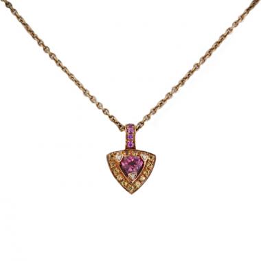 Collar Mauboussin en oro rosa,  zafiros naranjas y diamantes y en turmalina rosa