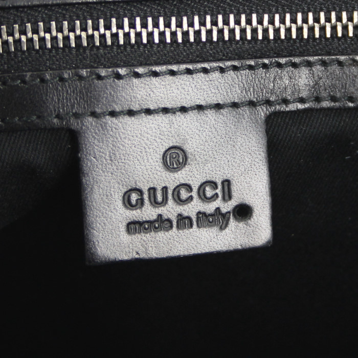 Sac cabas Gucci en toile monogram noire et cuir noir - Detail D3