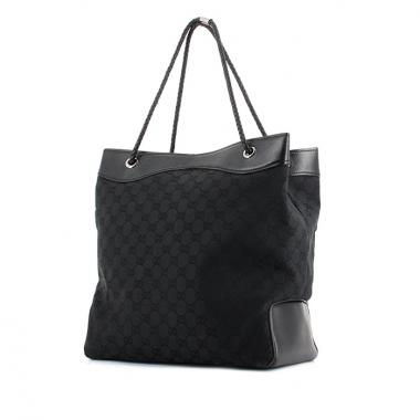 Bolso Cabás Gucci en lona Monogram negra y cuero negro