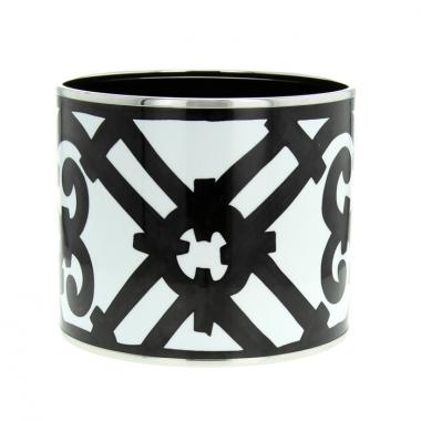 Bracciale Hermes Balcon du Guadalquivir modello grande in palladio,  smalto nero e smalto bianco