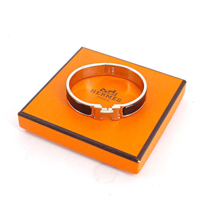Hermes Clic Clac opening small model bracelet in palladium and enamel - Detail D2