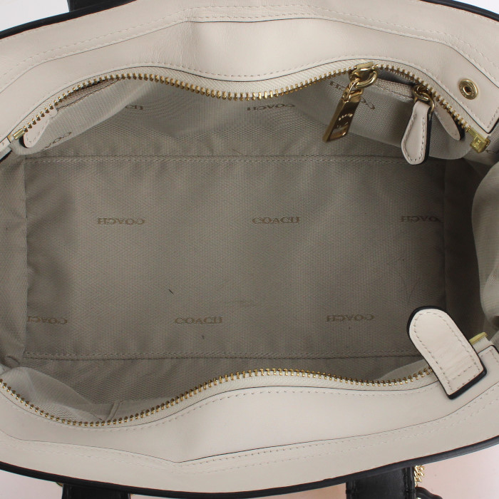 Coach handbag in pink and black leather - Detail D3