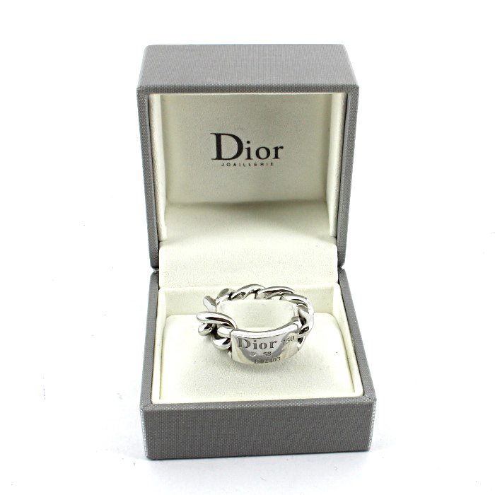 Bague souple Dior Gourmette grand modèle en or blanc - Detail D2