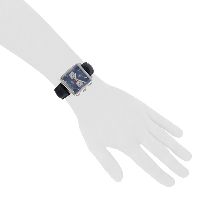 TAG Heuer Classic Monaco Automatic Chronograph watch in stainless steel Circa 2000 - Detail D1