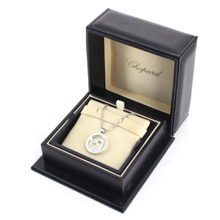 Collana Chopard Happy Diamonds modello medio in oro bianco e diamanti - Detail D2