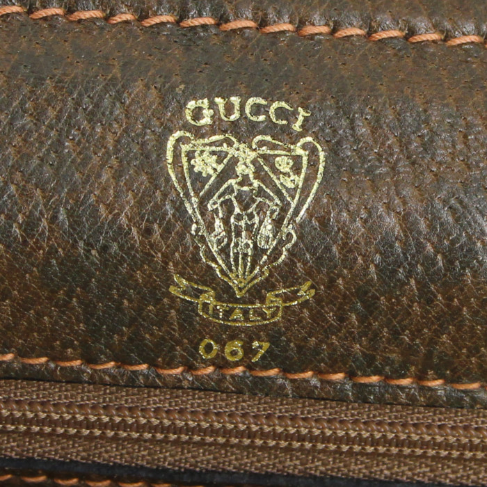 Gucci briefcase in beige monogram canvas and brown leather - Detail D3