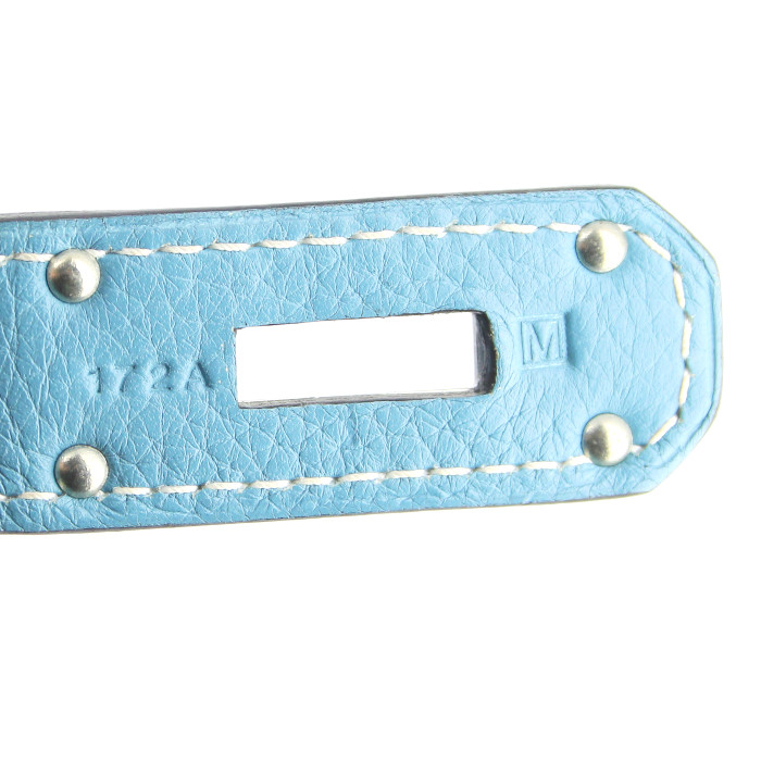 Bolso de mano Hermes Birkin Shoulder en cuero togo azul - Detail D4