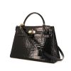 Bag Hermès Kelly 32 cm worn on the shoulder or carried in the hand in black porosus crocodile - 00pp thumbnail